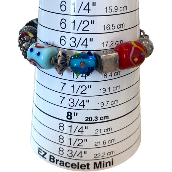 Silpada Sterling silver 925 chain bracelet charms art glass lampwork toggle - Picture 9 of 12